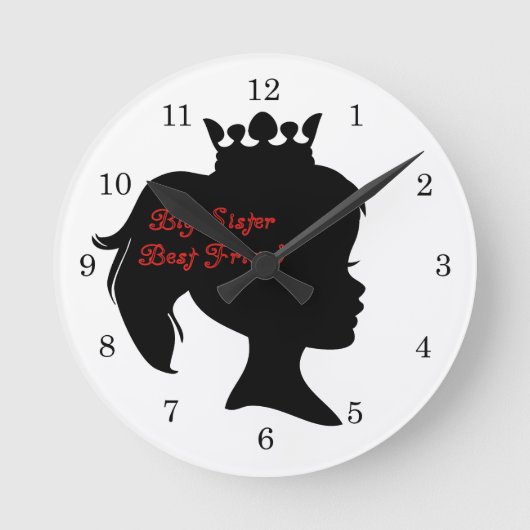 Princess Big Sister Best Friend Runde Wanduhr (Vorderseite)