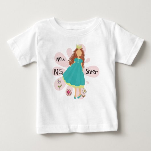 Princess Big Sister Brown Hair Baby T-shirt (Vorderseite)