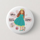 Princess Big Sister Brown Hair Button (Vorderseite)