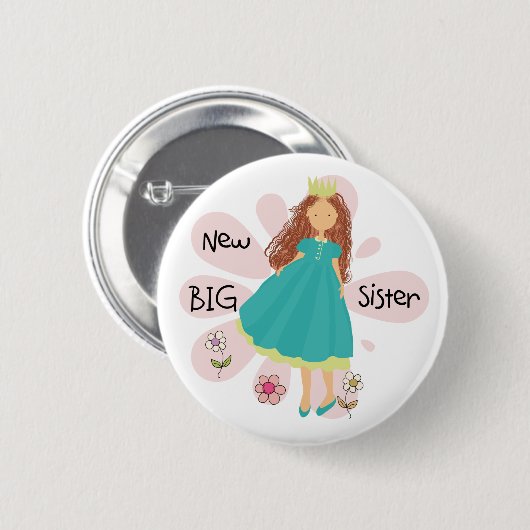 Princess Big Sister Brown Hair Button (Vorne & Hinten)