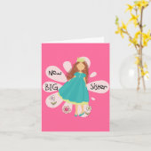 Princess Big Sister Brown Hair Karte (Gelbe Blume)