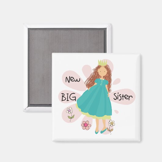 Princess Big Sister Brown Hair Magnet (Vorderseite/Rückseite)
