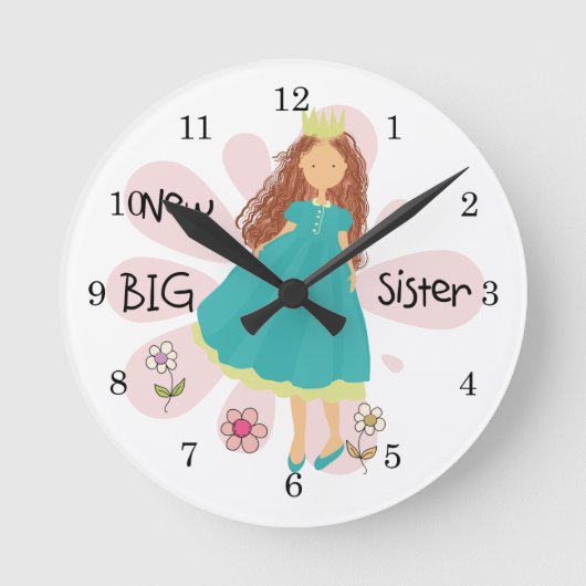 Princess Big Sister Brown Hair Runde Wanduhr (Vorderseite)