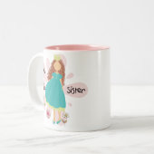 Princess Big Sister Brown Hair Zweifarbige Tasse (Vorderseite Links)