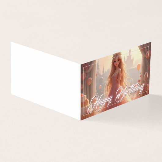 Princess Birthday Card in Rosa (Vorderseite)