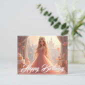 Princess Birthday Card in Rosa (Stehend Vorderseite)
