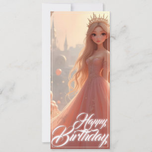 Princess Birthday Card in Rosa