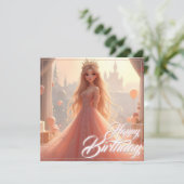 Princess Birthday Card in Rosa (Stehend Vorderseite)
