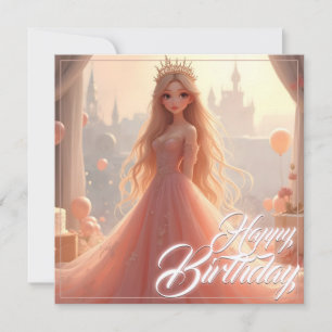 Princess Birthday Card in Rosa
