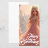Princess Birthday Card in Rosa (Vorne/Hinten)