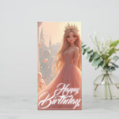 Princess Birthday Card in Rosa (Stehend Vorderseite)