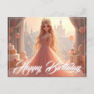 Princess Birthday Card in Rosa Feiertagspostkarte