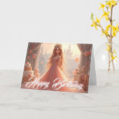 Princess Birthday Card in Rosa Karte (Gelbe Blume)