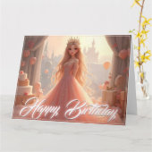 Princess Birthday Card in Rosa Karte (Gelbe Blume)