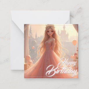 Princess Birthday Card in Rosa Mitteilungskarte
