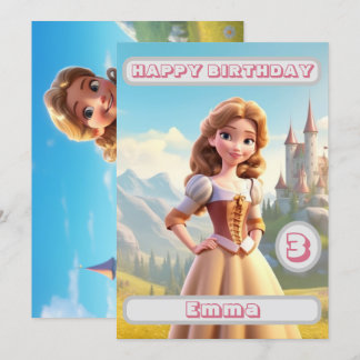 Princess Birthday Card Personalisiert Name Age Kid