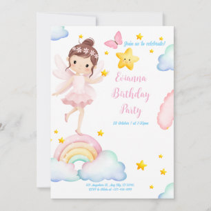 Princess Birthday Card - Schmetterlingswinking & S Einladung