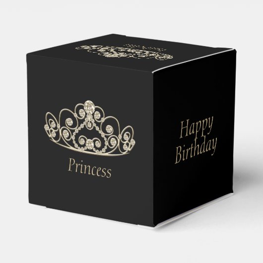 Princess Birthday Design - Gold Tiara Crown Geschenkschachtel (Rückseite)