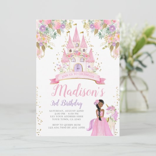 Princess Birthday Einladung (Stehend Vorderseite)