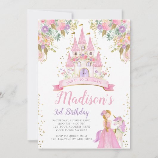 Princess Birthday Einladung (Vorderseite)