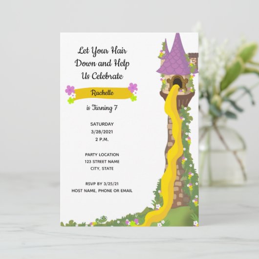 Princess Birthday Einladung (Stehend Vorderseite)