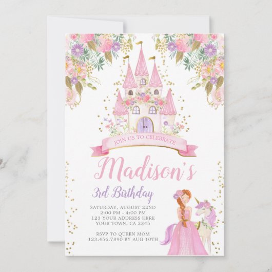 Princess Birthday Einladung (Vorderseite)