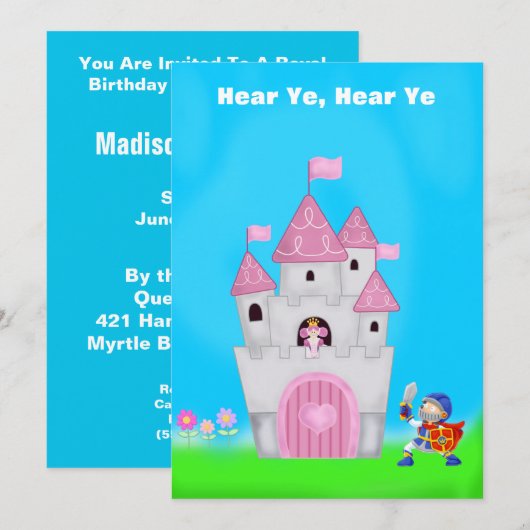 Princess Birthday Einladung (Vorne/Hinten)