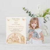 Princess Birthday Einladung mit Schloss & Einhorn (Stehend Vorderseite)