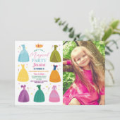 Princess Birthday Einladung Party Girls Foto (Stehend Vorderseite)