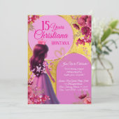 Princess Birthday Einladung - Personalisierter Nam (Stehend Vorderseite)