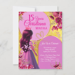 Princess Birthday Einladung - Personalisierter Nam Postkarte