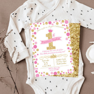 Princess Birthday Einladung Pink & Gold