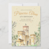 Princess Birthday Einladung Princess Burg Girl (Vorderseite)