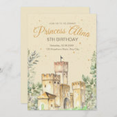 Princess Birthday Einladung Princess Burg Girl (Vorne/Hinten)