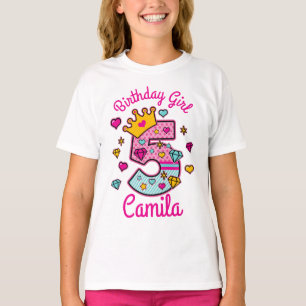 Princess Birthday Girl Fifth Crown Number T-Shirt