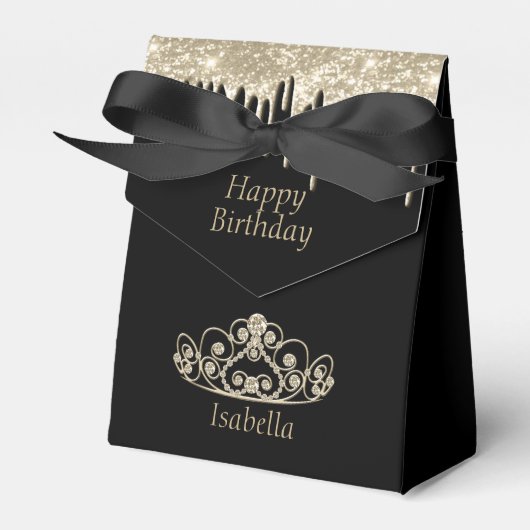 Princess Birthday - Gold Tiara Crown Geschenkschachtel (Vorderseite)