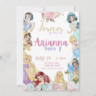 Princess Birthday Invitation Girls Birthday Einlad Einladung