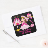 Princess Birthday Little Girls Personalisierter Na Quadratischer Aufkleber (Umschlag)