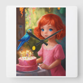 Princess Birthday Magic Quadratische Wanduhr