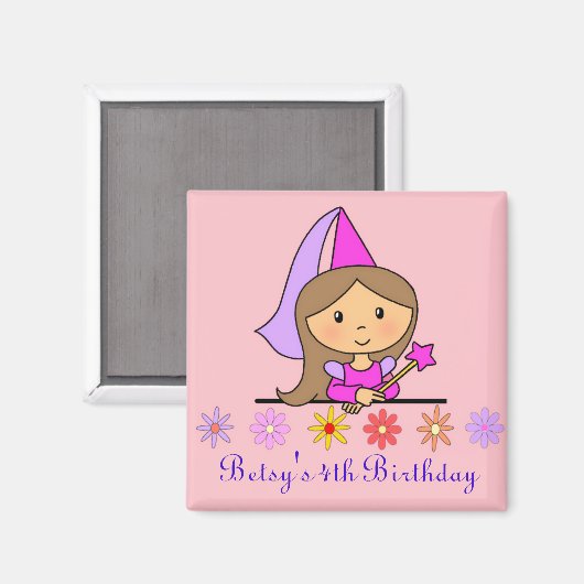 Princess Birthday Magnet (Vorderseite/Rückseite)