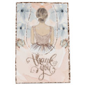 Princess Birthday Party Beige Glitzer Mittlere Geschenktüte (Vorderseite)