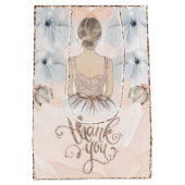 Princess Birthday Party Beige Glitzer Mittlere Geschenktüte (Rückseite)