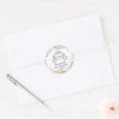 Princess Birthday Party Carriage Blue Floral Runder Aufkleber (Umschlag)