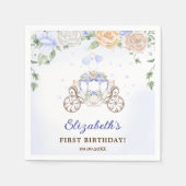 Princess Birthday Party Carriage Blue Floral Serviette (Vorderseite)