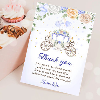 Princess Birthday Party Carriage Dankeschön Card Einladung