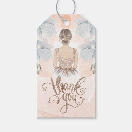 Princess Birthday Party Danke Beige Glitzer Geschenkanhänger (Vorderseite)