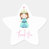 Princess Birthday Party Danke Stern-Aufkleber (Vorderseite)