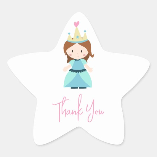 Princess Birthday Party Danke Stern-Aufkleber (Vorderseite)