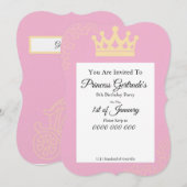 Princess Birthday Party Einladung (Vorne/Hinten)