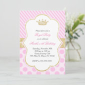 Princess Birthday Party Einladung Pink Gold (Stehend Vorderseite)